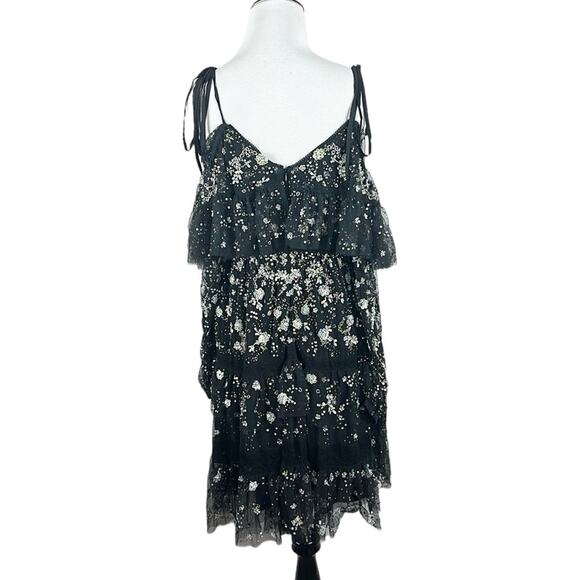Needle & Thread Supernova Tiered Ruffle Embellished Dress Black Size 6 - Picture 12 of 14